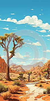 Vibrant Desert Landscape With Digital Painting Style