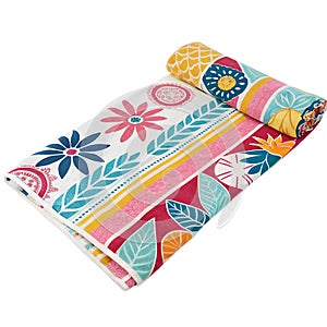 Colorful Beach Towel Isolated on White Background photo