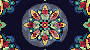 A vibrant and detailed seamless pattern featuring floral and abstract designs