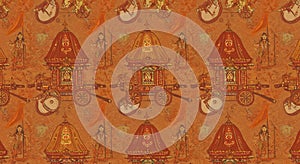 Ornate Indian Chariot Seamless Pattern