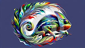 Vibrant Digital Art of a Colorful Abstract Lizard