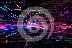 Cyberpunk Style Digital Code Background with Colorful Text