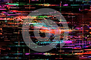 Cyberpunk Style Digital Code Background with Colorful Text