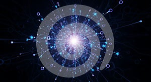 Vibrant digital data burst illuminates the dark