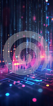 Vibrant Digital Data Visualization in Neon Colors with Abstract Graphs and Charts