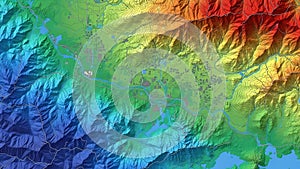 Vibrant Digital Elevation Model with Topographic Contours
