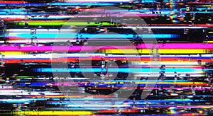 Vibrant digital glitch noise abstract background dynamic colorful static pattern white background
