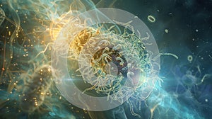 Vibrant Digital Illustration of Abstract Microbial Lifeform