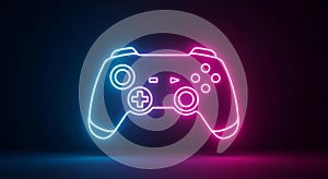 Neon Gaming Controller on Gradient Background