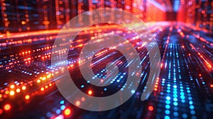 Futuristic Data Stream With Binary Code, Abstract Technology Background