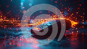 Futuristic Digital Payment Terminal with Data Stream