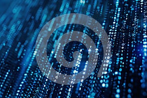 Vibrant digital matrix showcasing streams of data and binary code flowing through a futuristic virtual space