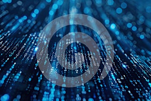 Vibrant digital matrix showcasing streams of data and binary code flowing through a futuristic virtual space