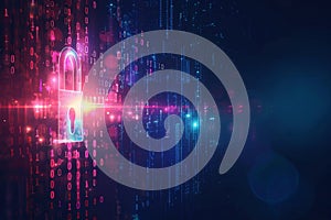 Vibrant digital matrix showcasing streams of data and binary code flowing through a futuristic virtual space