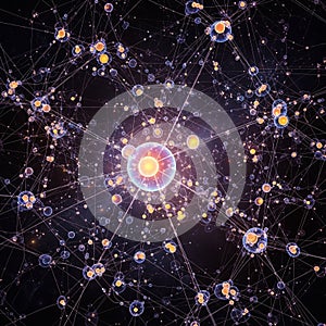 Vibrant digital network visualization with glowing nodes and interconnected lines