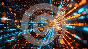 Digital Data Stream, Abstract High Tech Binary Code Tunnel Visualization