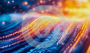 Vibrant Digital Wave Illuminated by Streaming Code