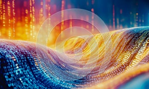 Vibrant Digital Waves Illuminated by Streaming Code