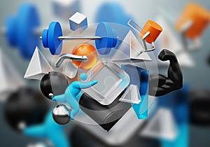 Generated image featuring a collection of three-dimensional geometric