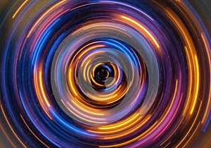 A vibrant, digitally generated image featuring concentric circles in