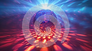 Vibrant Disco Ball with Blue and Red Lights