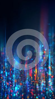 Vibrant Display of Colorful Light Patterns and Reflections Creating a Dynamic Visual Experience in an Abstract Digital Environment