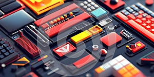 Vibrant Display of Computer Peripherals and Accessories