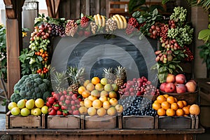 Vibrant Display of Fresh Fruit at Market Generative AI