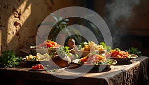 Sunlit Rustic Food Still Life