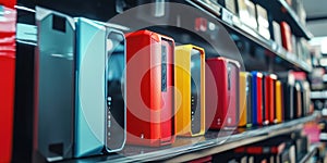 Vibrant Display of Gaming Peripherals in a Store photo