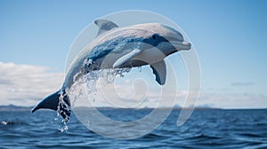 Vibrant Dolphin Jumping Into Blue And White Water