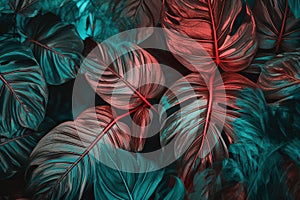 vibrant drawn tropical leaves pattern