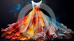 Vibrant Dress: A Colorful Masterpiece On A Dark Canvas photo
