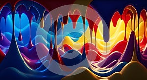 Vibrant dripping paint abstract art with rainbow colors