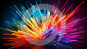 Vibrant and dynamic abstract composition with colorful exploding rectangular shapes