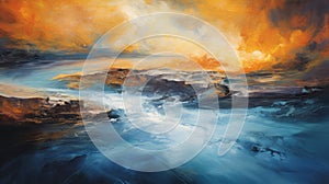 Abstract Oil Paintings: Seascape Water Paintings In The Style Of Michael Page photo
