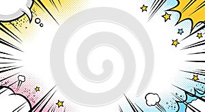 Explosive comic book style background with blank center space