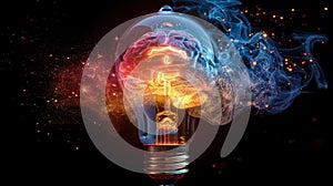 Exploding Creative Mind: Colorful Lightbulb Illustration Depicting the Connection Between Creativity and Imagination