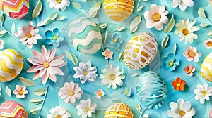 Vibrant Easter Blooms: A Digital Delight of Colorful Paper Flowe