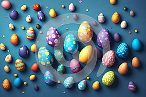 Vibrant Easter Bunny with Multicolor Easter Eggs