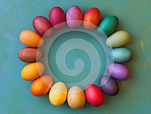 Vibrant easter egg circle arrangement for holiday decor and celebration