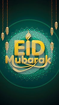 Vibrant Eid Mubarak typography energizes dynamic Eid celebration poster