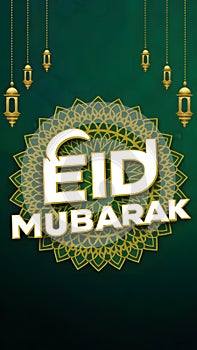 Vibrant Eid Mubarak typography energizes dynamic Eid celebration poster