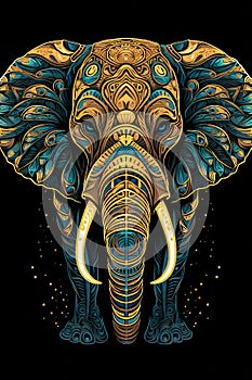 Vibrant Elephant Line Art