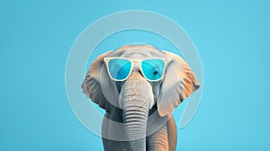 Vibrant Elephant With Sunglasses In Vray Tracing Style