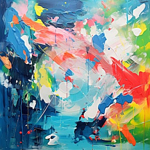 Vibrant And Energetic Abstract Painting In The Style Of Gerhard Richter