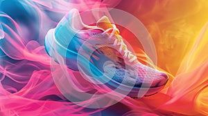 Vibrant and energetic blank mockup of a pair of running shoes ready to be branded with a companys logo or slogan