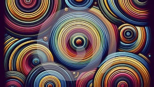 A rainbow spectrum gradient circle seamless pattern, Ai generated image