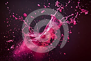 A Dynamic Splash of Neon Paint with Glowing Trail