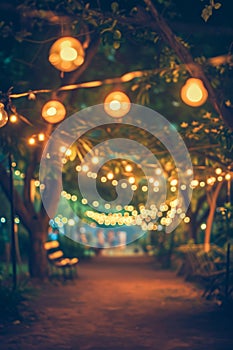 Vibrant Evening Lights Captured in Defocused Urban Setting